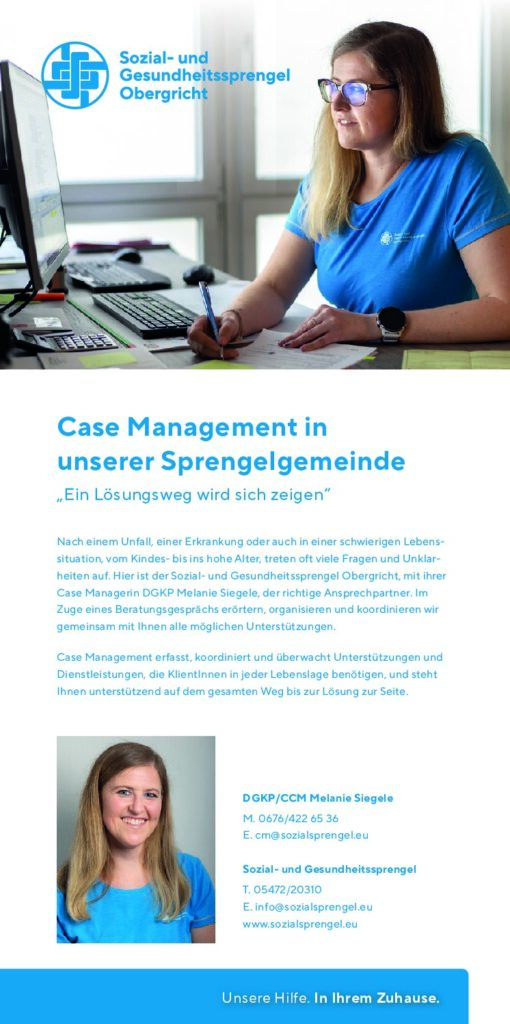 Infoschreiben Case Management in unserer Sprengelgemeinde