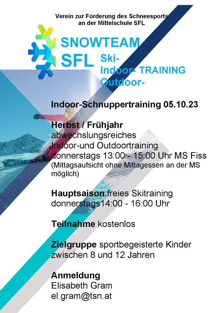 Angebot des Schneesports an der Mittelschule SFL